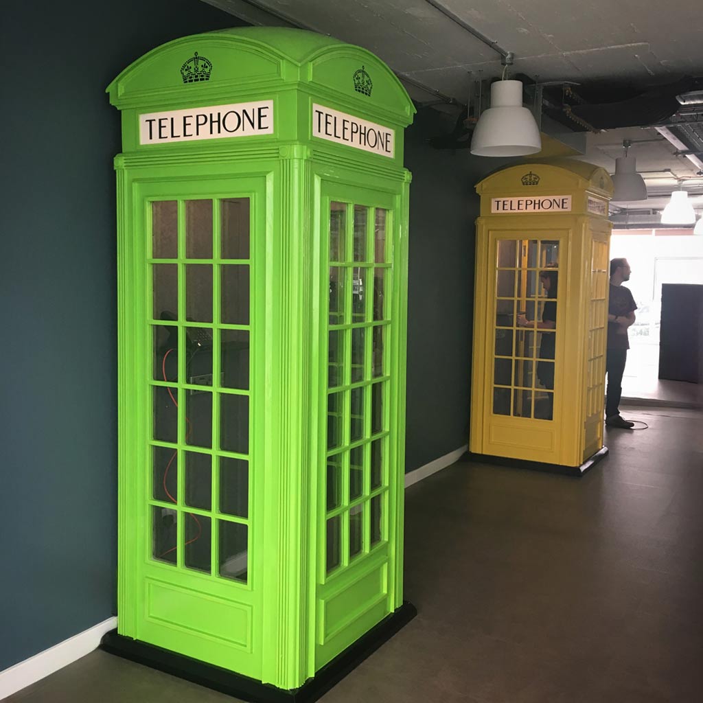 British Red Telephone Box Kiosk - Custom Painted Green - Commercial phone boxes for sale - Choose a Colour - UK Manufacturers - Warden&#39;s Crafts &amp; Creations
