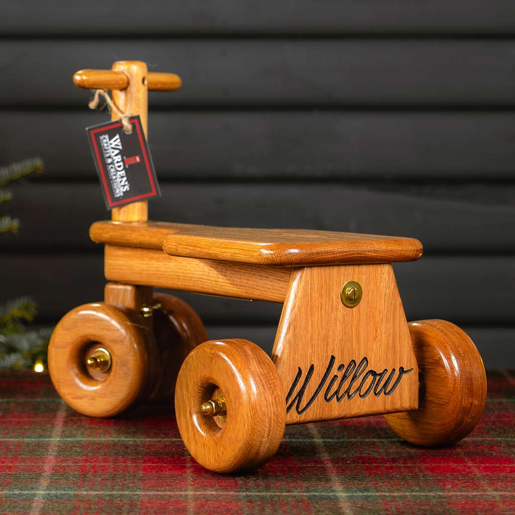 Children&#39;s First Bike - Side View - Engraved name - Wooden Scooter - Christmas gifts