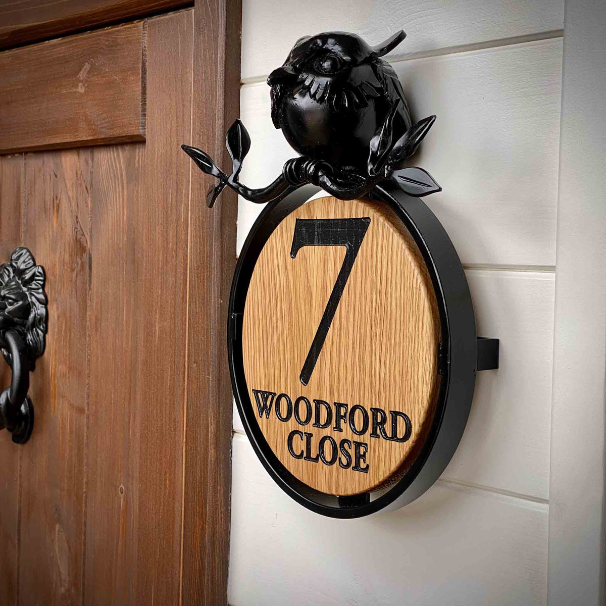 Wrought Iron Owl Door number Plaque | side | Warden&#39;s Crafts &amp; Creations
