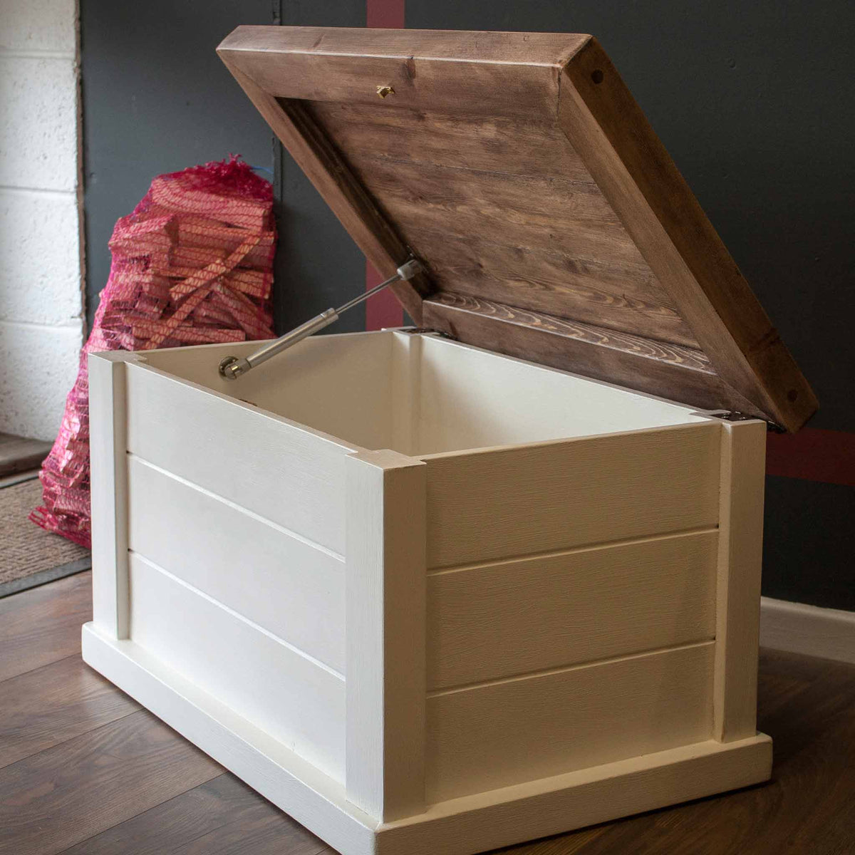 Blanket Box Ottoman | side view | Warden&#39;s Crafts &amp; Creations