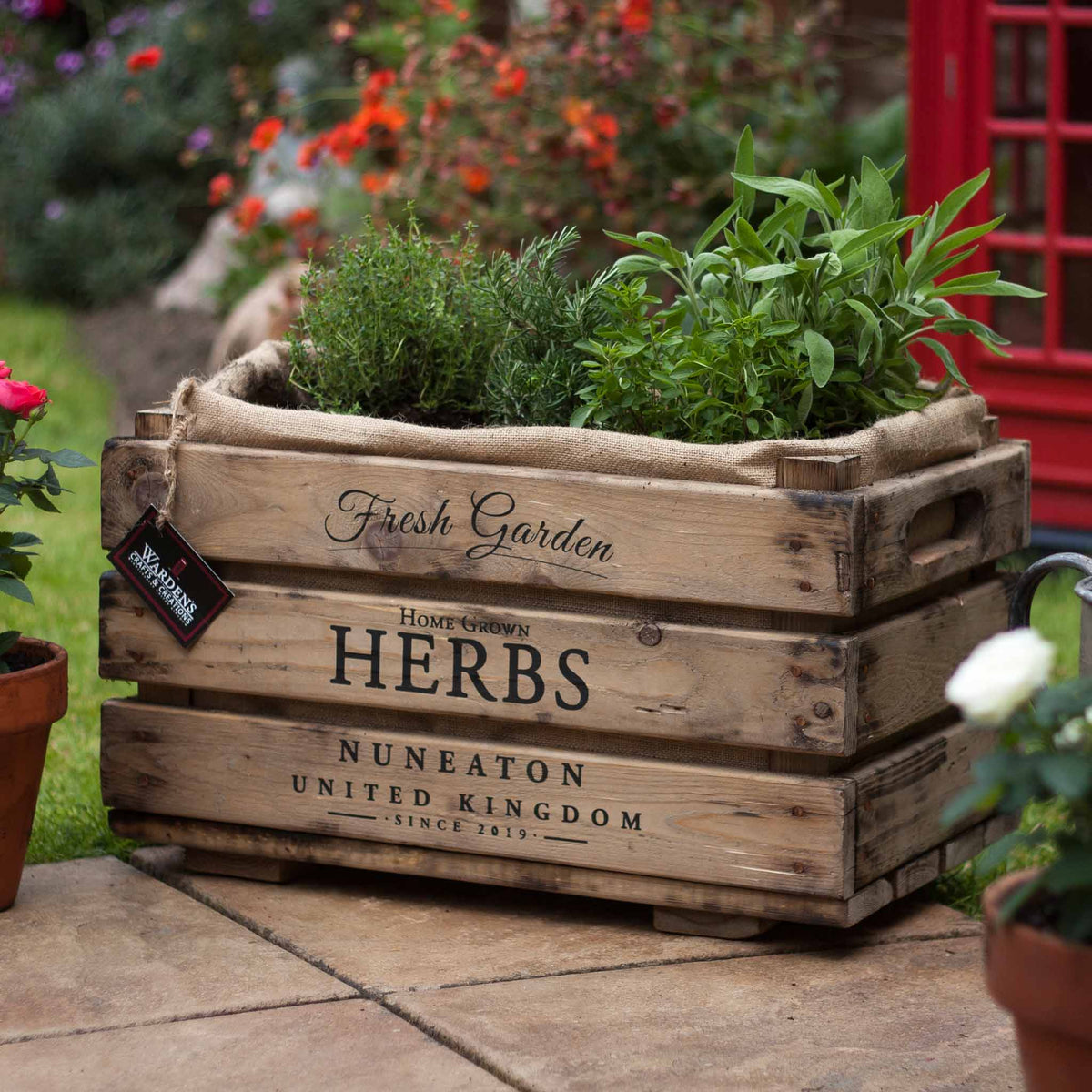 Herb Planter | rustic fruit crate | Personalised garden gift