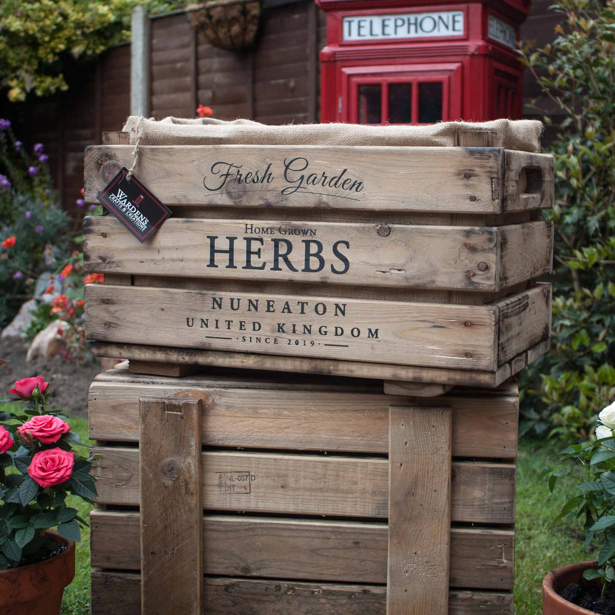 Herb Crate Planters | Rustic Garden Feature