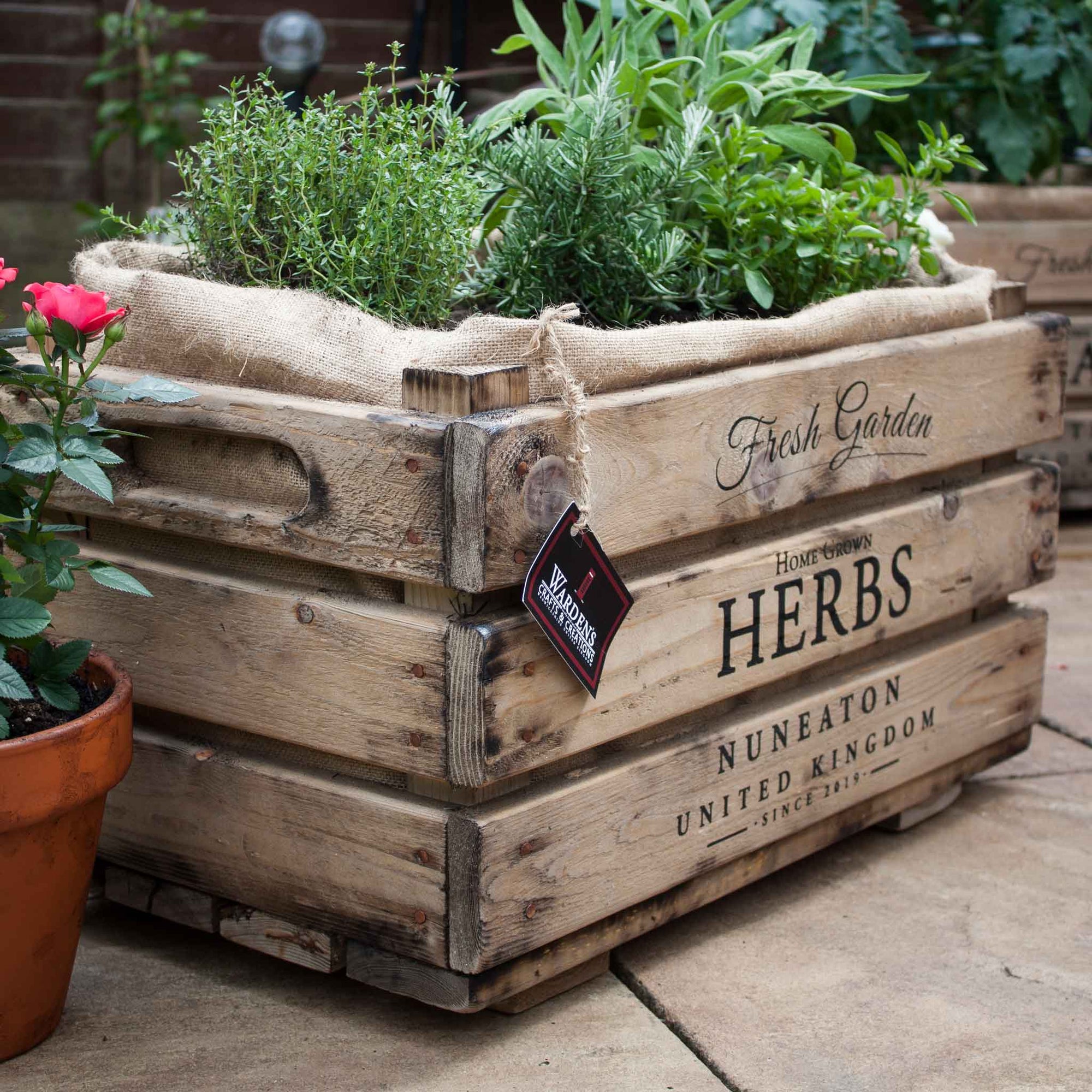Herb Planter | rustic fruit crate | Personalised garden gift