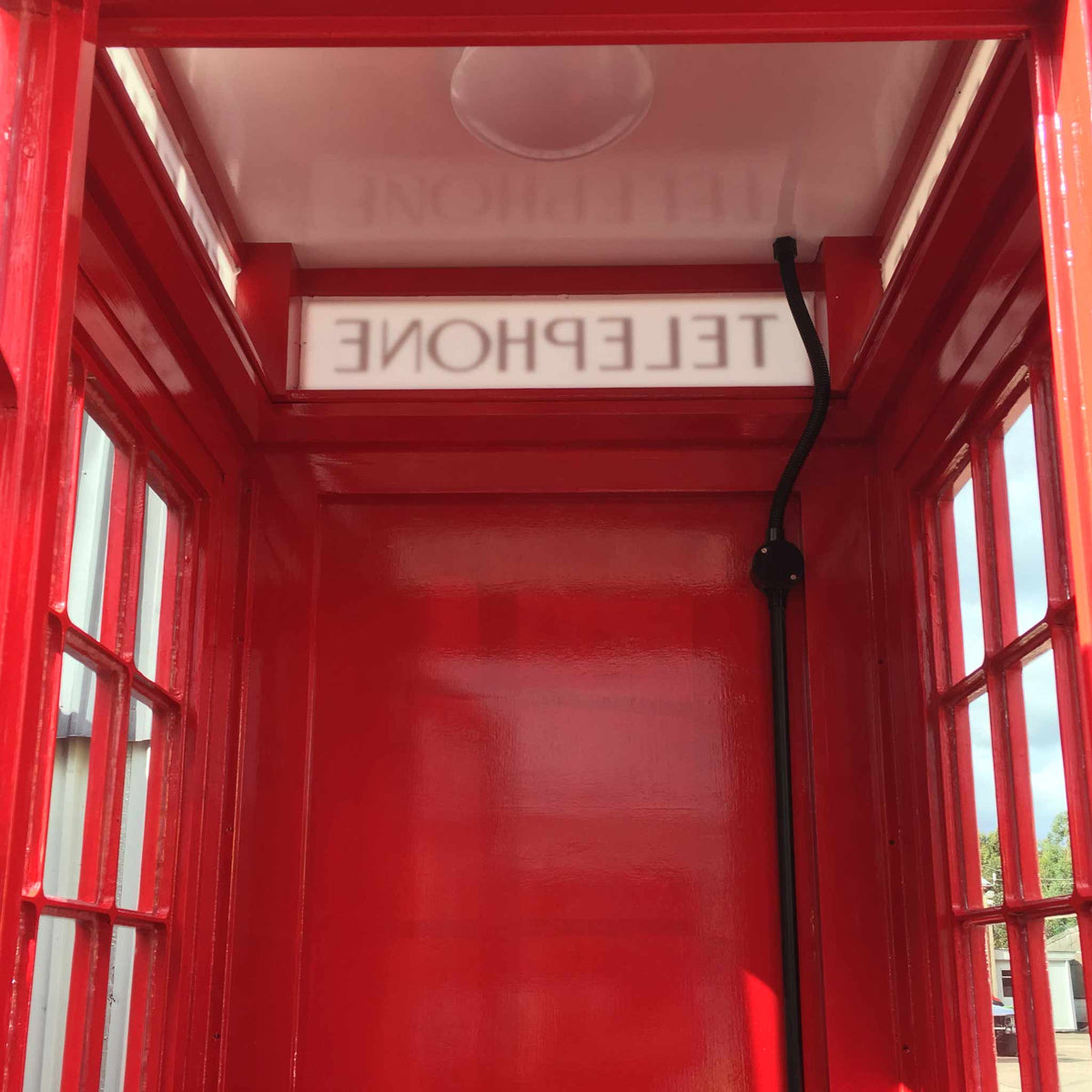 British Red Telephone Boxes - For Sale - Traditional Red Colour - Inside View - Replica Phone boxes made to order - Warden&#39;s Crafts &amp; Creations